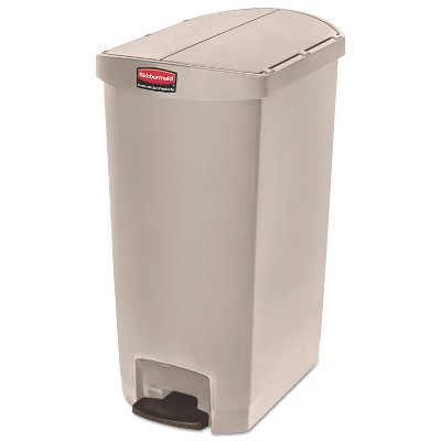 Rubbermaid Commercial Slim Jim Resin Step-On Container End Step Style 18 gal Beige 1883551
