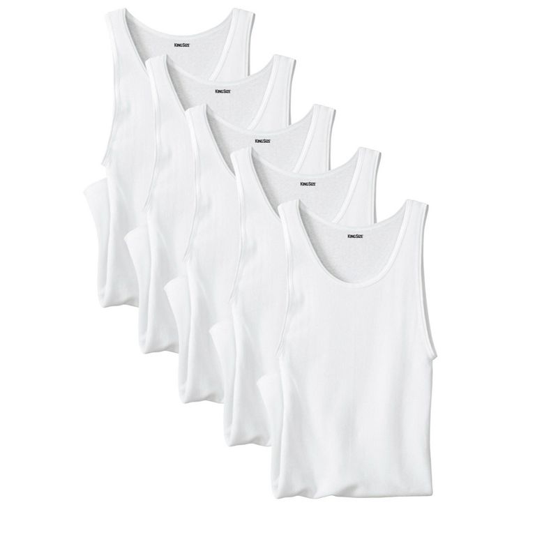 KingSize Men's Big & Tall Ribbed Cotton Tank Undershirt 3-Pack, 1 of 2