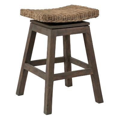 24" Canton Rattan Counter Height Barstool Brown - East At Main