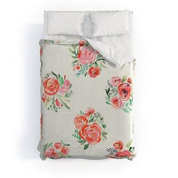 Sweet Roses Bouquet Watercolor Cotton Duvet & Sham Set - Deny Designs