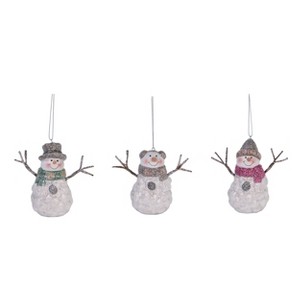 Transpac Terracotta Wire Nose Snowman Ornament Set of 3 Christmas Home Decorations - 1 of 1