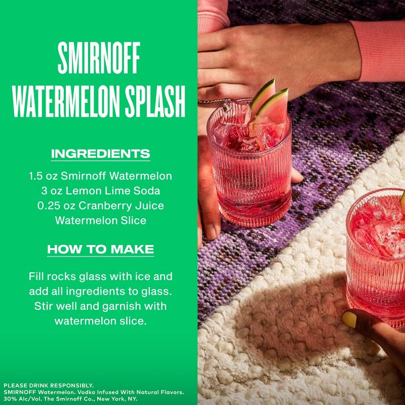 Smirnoff Watermelon Flavored Vodka - 750ml Bottle, 3 of 7