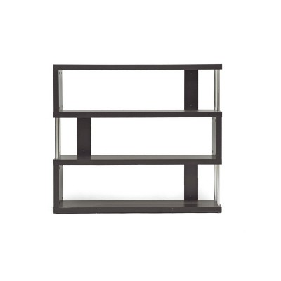 38.5" Barnes Three Shelf Modern Bookshelf Dark Brown - Baxton Studio