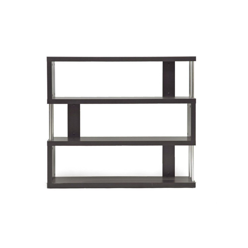 Photos - Garden & Outdoor Decoration 38.5" Barnes Three Shelf Modern Bookshelf Dark Brown - Baxton Studio: Chro