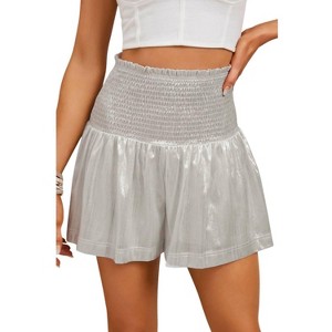 Women's Madeline Metallic Shorts - Blue B - 1 of 3