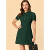 INSPIRE CHIC Women's Bow Tie Keyhole Neck Puff Sleeve Elegant Work Dress - 2 of 4