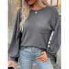 Women's Long Sleeve Knit Top Back Cutout Side Pocket Round Neck Casual Loose Sweater Tops - 2 of 3