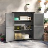 Outsunny Outdoor Storage Shed, Wooden Garden Storage Cabinet with Waterproof Asphalt Roof, 2 Shelves, Lockable Doors and Adjustable Feet - 3 of 4