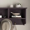 GlasFlength Decorative Storage Cabinets Accent Cabinet Entryway Wall Storage Shelf Coat Rack with 4 Dual Hooks for Room, Black, 38.58"*7.87"*13.78" - 4 of 4
