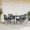vidaXL Patio Dining Set with Cushions Outdoor Dining Furniture Poly Rattan Glass - Black 31.5" x 31.5" x 29.1" 4 Piece - 3 of 4