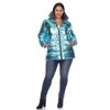 Plus Size Metallic Puffer Coat with Hoodie - White Mark - 4 of 4