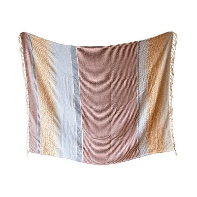 Hand Woven Throw Blanket Red Multi Color Cotton by Foreside Home & Garden