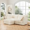 Slipcovered Sectional Sofa, 2 Seater Sofa with Removable Cover, Sofa with Convertible Ottoman, Corduroy Fabric Sectional Sofas-Cuddlewood - 2 of 4