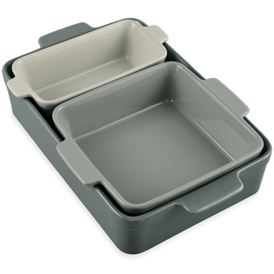 Best Choice Products Ceramic Bakeware Set of 3 Casserole, Loaf, and Square Dishes w/ Handles