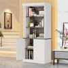 71'' Tall Storage Bookshelf with 5-Tier Open Shelves & 2 Doors, Roman Column Display Cabinet - 2 of 4