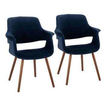 Set of 2 Vintage Flair Dining Chairs Walnut/Blue - LumiSource
