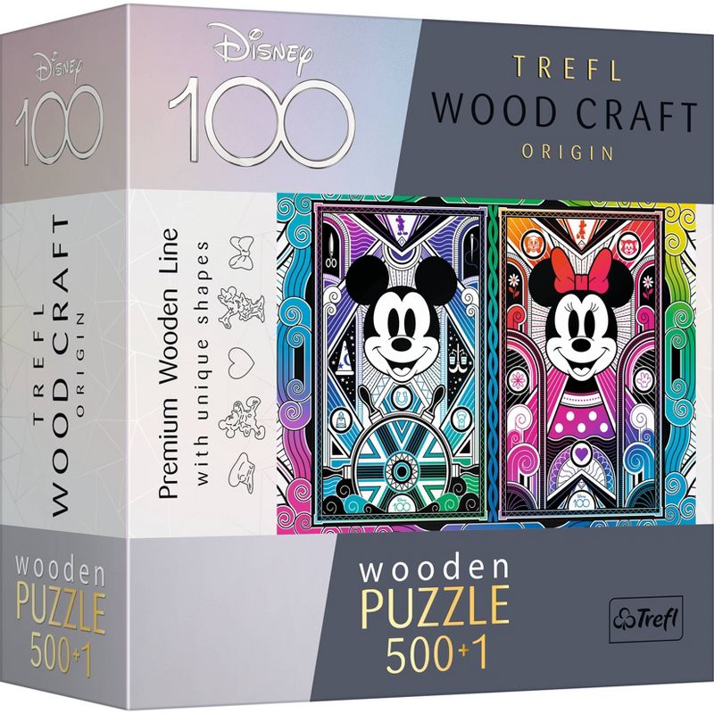 Trefl Mickey and Minnie Mouse Special Edition Woodcraft Jigsaw Puzzle - 501pc: Wooden, Irregular Shapes, Decorative Patterns, 2 of 8