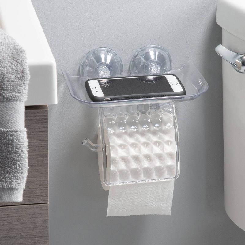 Power Lock Suction Toilet Paper and Phone Holder Clear - Bath Bliss, 5 of 6