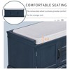 PAGED 42.5" L Distressed Storage Ottoman with Velvet Cushion, Entryway Bench with 2 Drawers and 2 Cabinets, Shoe Bench for Living Room, Entryway - 3 of 4