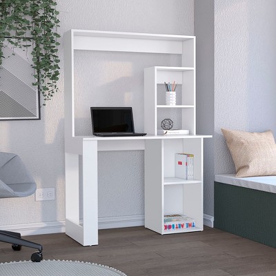 Vynxaria Desk with Hutch and Shelves, Compact Storage Solution for Home Office, 38.8"W x 17.7"D