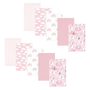Hudson Baby Infant Girl Cotton Flannel Burp Cloths, Girl New Elephant 10-Pack, One Size - 1 of 4