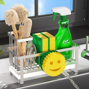 Kitchen Countertop Smiley Sink Caddy - Self-Draining, Detachable Brush Holder, Fits Soap/Scrubber/Dish Brush - 1 of 4