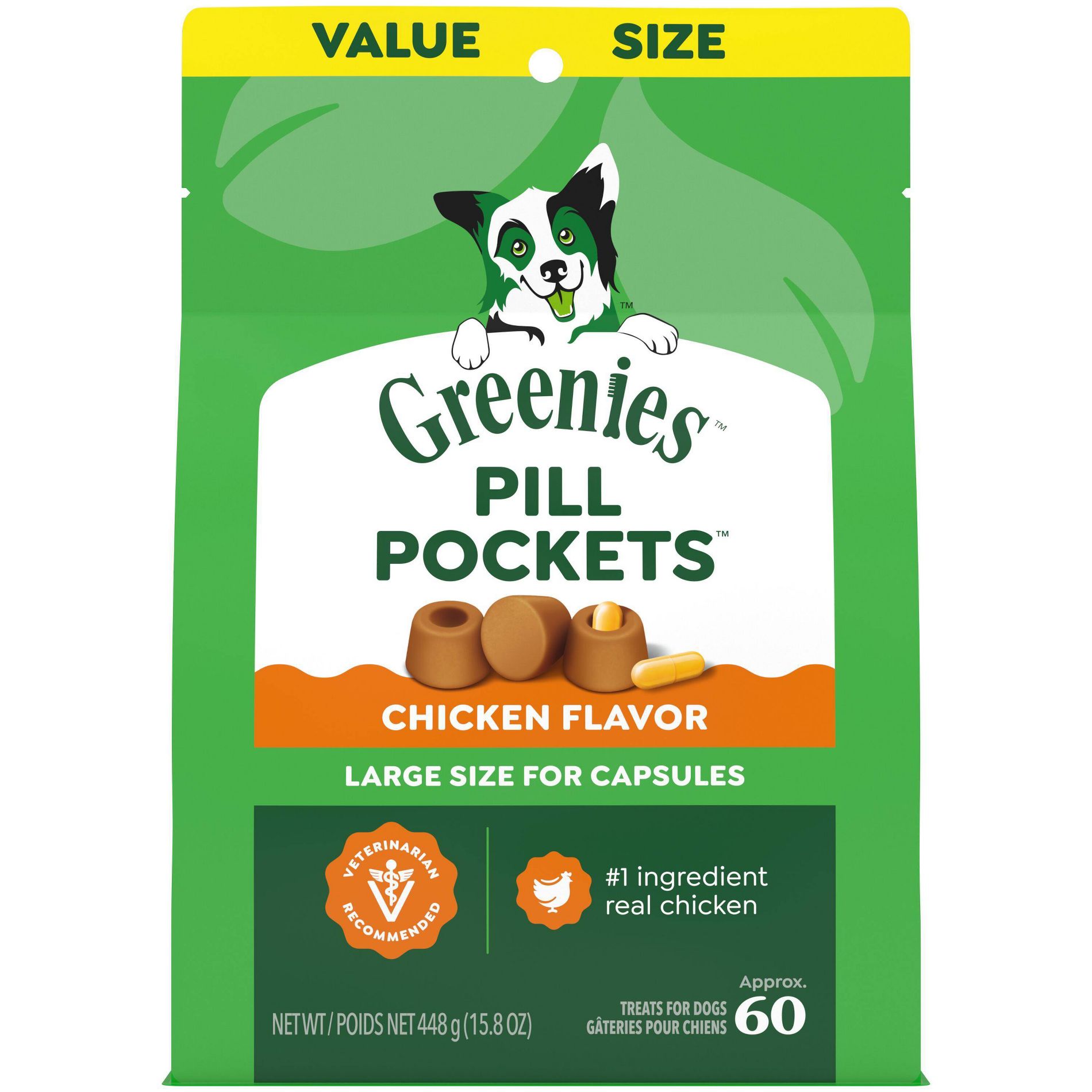 Greenies Chewy Dog Treats Pill Pockets Chicken Capsule Size
