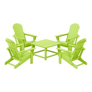 WestinTrends Malibu 5-Piece HDPE Adirondack Chair Outdoor Patio Square Table Conversation Set - 1 of 4