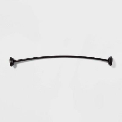 72" Dual Mount Curved Steel Shower Curtain Rod with Tiered End Cap Black - Made By Design™