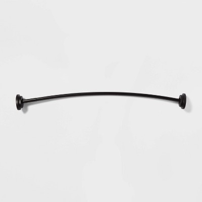 Image of 72" Dual Mount Curved Steel Shower Curtain Rod with Tiered End Cap Black - Threshold™