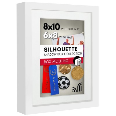 Americanflat 8x10 Shadow Box Frame with Shatter-Resistant Glass - Use as 6x8 Frame with Mat or 8x10 Frame Without Mat - White