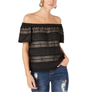 I.N.C International Concepts Womens Lace Off the Shoulder Blouse, Black, X-Large - 1 of 1