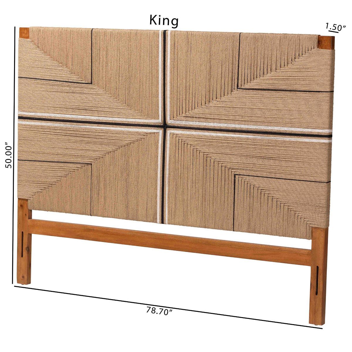 bali & pari Prita Paper Loom King Headboard with Mahogany Wood Frame Natural Brown - thumbnail 4