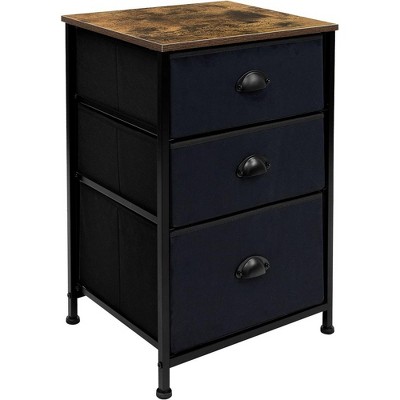 Sorbus Nightstand With 3 Drawers - Steel Frame, Wood Top & Easy Pull 