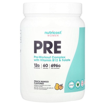 Nutricost Women, Pre-Workout Complex With Vitamin B12 & Folate, Peach Mango, 1.5 lb (696 g)