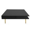 NicBex Modern 33.4" Square Coffee Table 2 Tier Center Table with 4 Gold Legs and 2 Drawers for Living Room - 3 of 4
