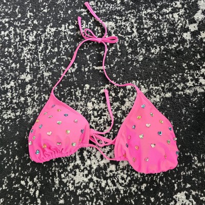 Women's Diamante Embellished Triangle Bikini Top - Wild Fable™ Pink Xxs :  Target