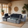 YOOCOZZ 6-Piece Outdoor Patio Wicker Rattan Sectional Sofa Set & Conversation Set with Space Saving Design - Grey+Black - 2 of 4