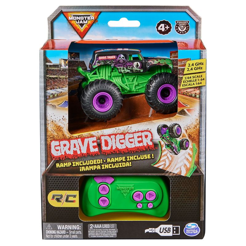 Monster Jam Grave Digger RC Monster Truck 1:64 Scale, 3 of 12