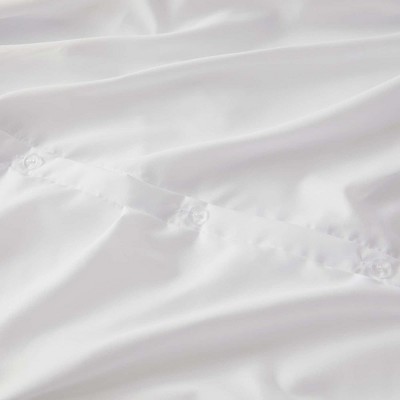 White Microfiber Pintuck Queen Duvet Cover Set
