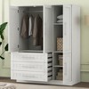 Vynxaria 4-Door Wardrobe Armoire Closet with 3 Drawers - Spacious and Stylish Storage Solution in White Finish - 2 of 4