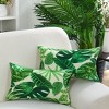PiccoCasa Leaves Decorative Throw Pillow Cover 2 Pcs Green 12"x20" - 3 of 4