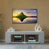 Basicwise White Entertainment TV Stand with LED Lights and Glass Shelves with UV Frame - 4 of 4