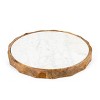 HomeRoots 15" Brown And White Marble And Solid Wood Round Cheese Board - 4 of 4