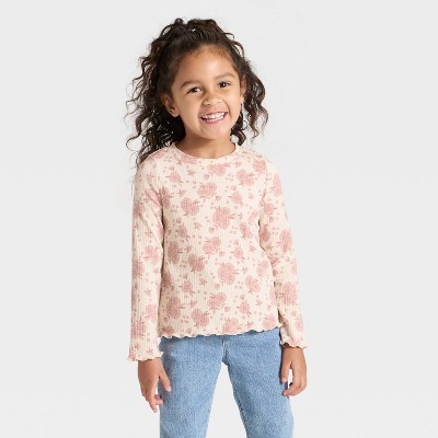 Toddler Girls' Long Sleeve Ribbed Shirt - Cat & Jack™