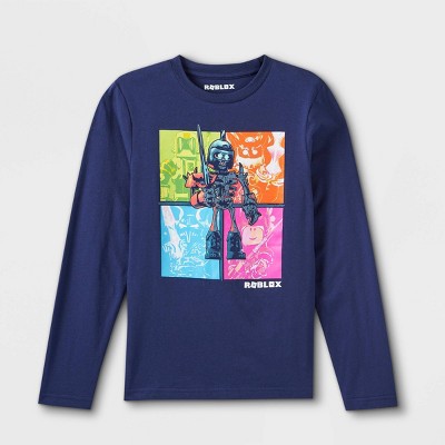 Boys' Roblox Long Sleeve Graphic T-Shirt - Navy XS