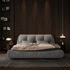 Whisen Queen Size Luxury Upholstered Platform Bed & Solid Wood Bed Frame with Oversized Padded Backrest - 2 of 4