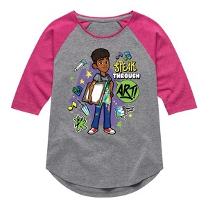 Girls' - Karma's World - Speak Through Art Shirt Tail Raglan Graphic T-shirt - 1 of 4