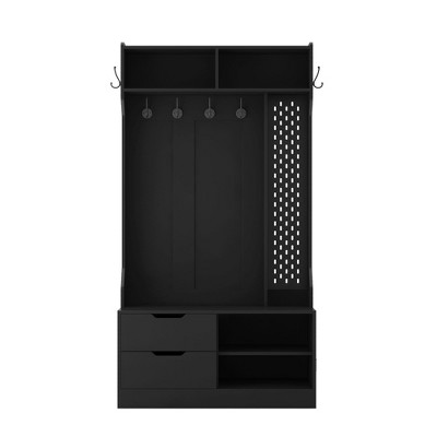 NicBex 38 inch Hall Tree for Hallway,Modern Coat Racks with 6 Hooks,Entryway Furniture for Hallway,Living Room,Bedroom,Brown/Black