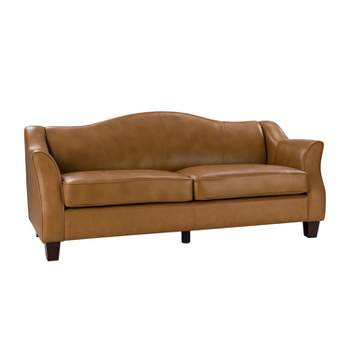 Bruno 78.75" Wide Genuine Leather Sofa with Solid Tapered Wood Legs|ARTFUL LIVING DESIGN